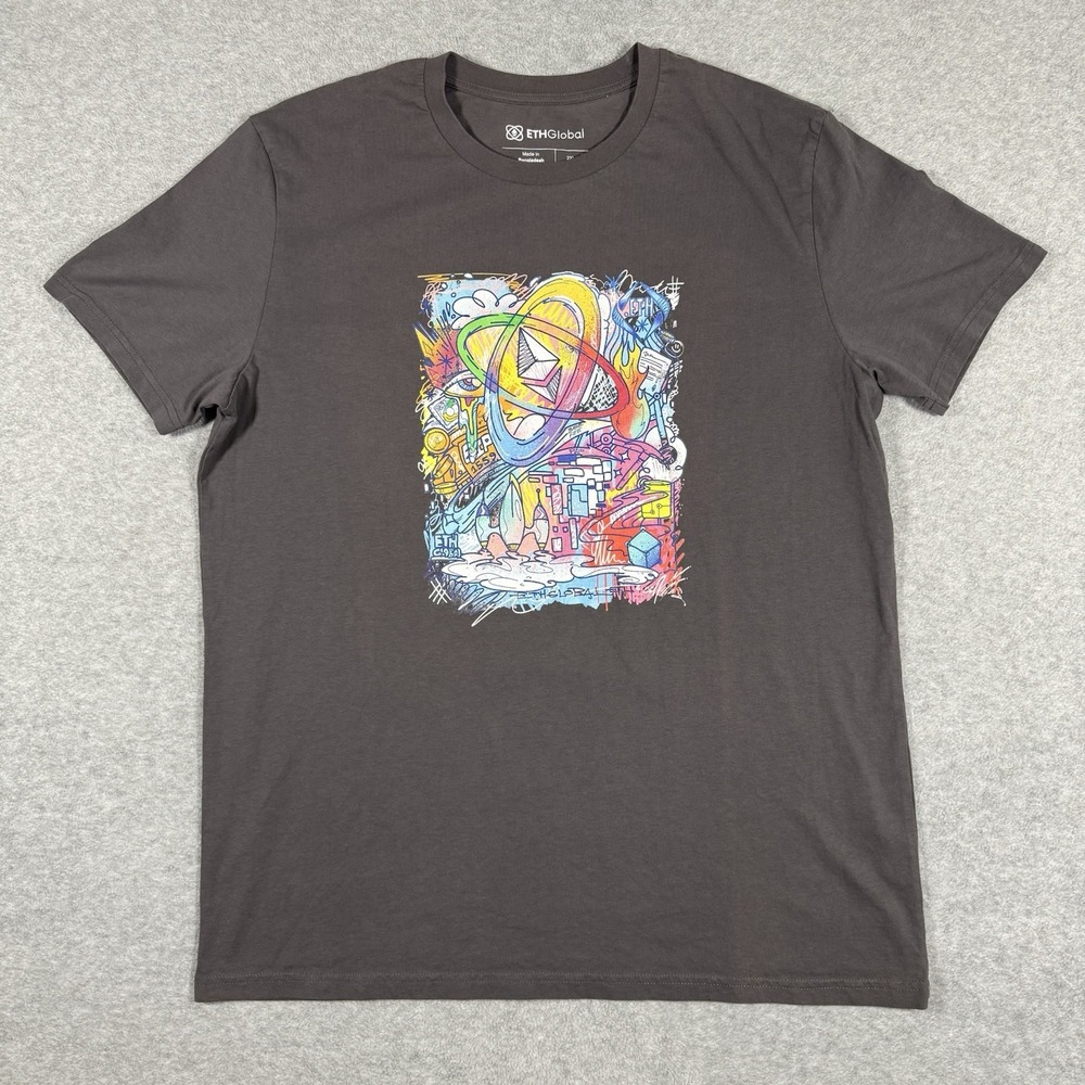 ETHGlobal Graphic T-Shirt Men's 2XL Charcoal Crypto Blockchain